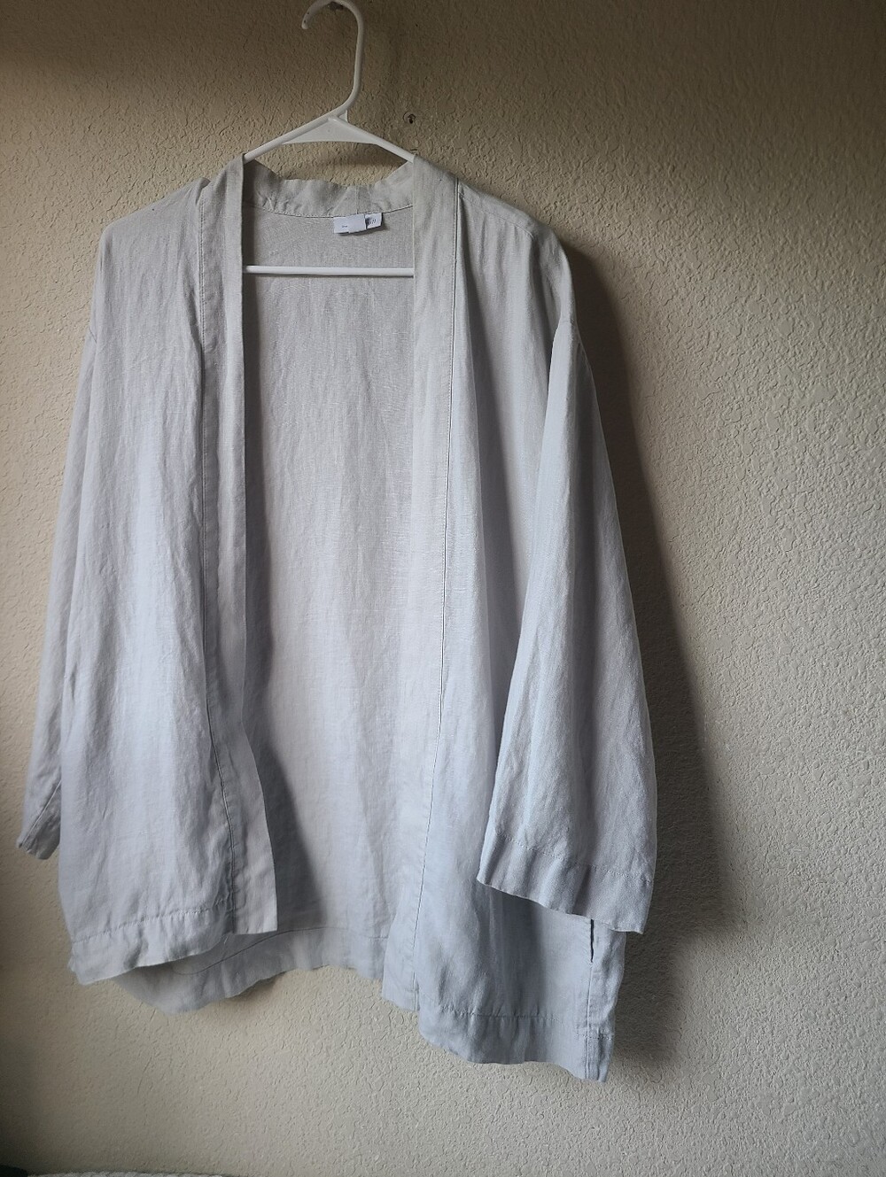 Pure Jill Linen Light Gray Open Front Women's Jacket Women's Size M